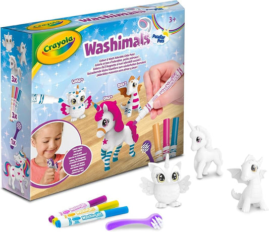 Crayola Washimals "Animalitos Fantásticos" - Set de 3 Figuras Lavables para Colorear