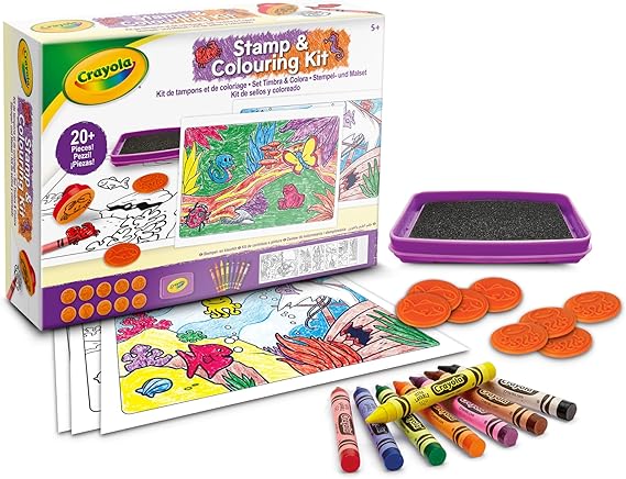 CRAYOLA - Stamp and Colouring Set, Actividad creativa infantil con temática de animales, a partir de 5 años