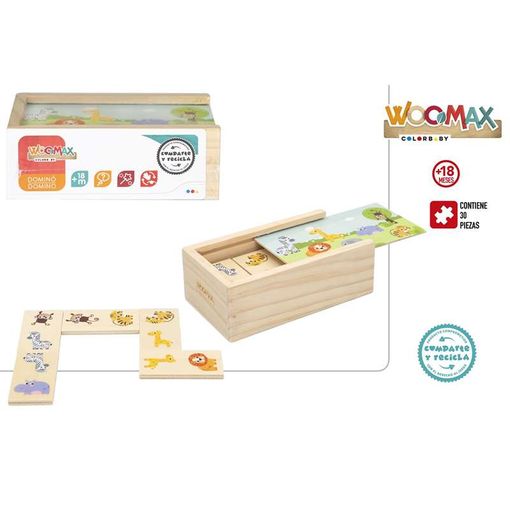 Dominó Infantil de Madera con Animales WOOMAX - Juego Educativo y Ecológico