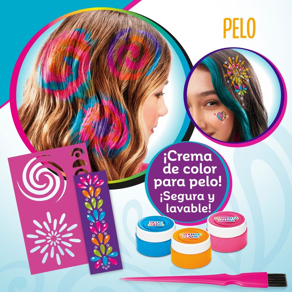 Shimmer N Sparkle - Set Belleza 4 En 1 Maquillaje, Tatuajes, Tintes Pelo Y Manicura, +8 Años