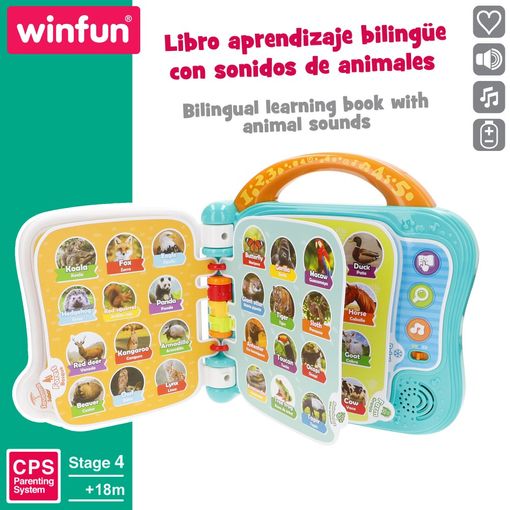 Libro Interactivo Bilingüe "Aprendizaje 101 Animales" con Sonidos y Melodías