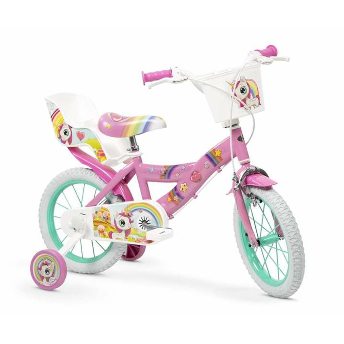 Bicicleta Infantil Toimsa 14" Unicornio 14 pulgadas , bicicleta niña 4 años , bicicleta rosa