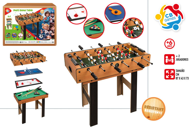 Mesa de Madera 4 Multijuegos con Patas 87×43×73 cm CB Games