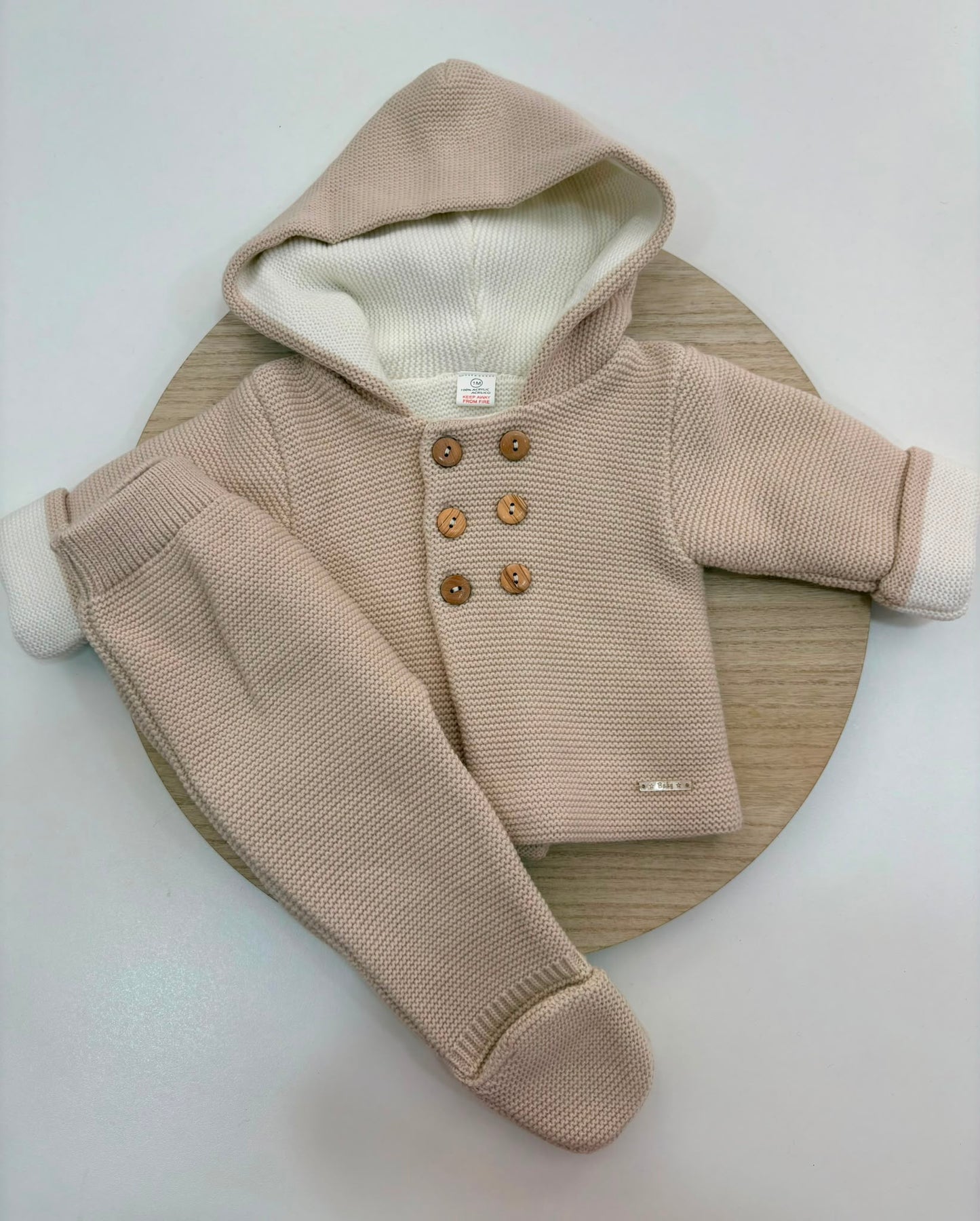 San Francisco de Punto Básico con Capucha Beige | Tallas 1 a 12 Meses | Siju Moda Infantil