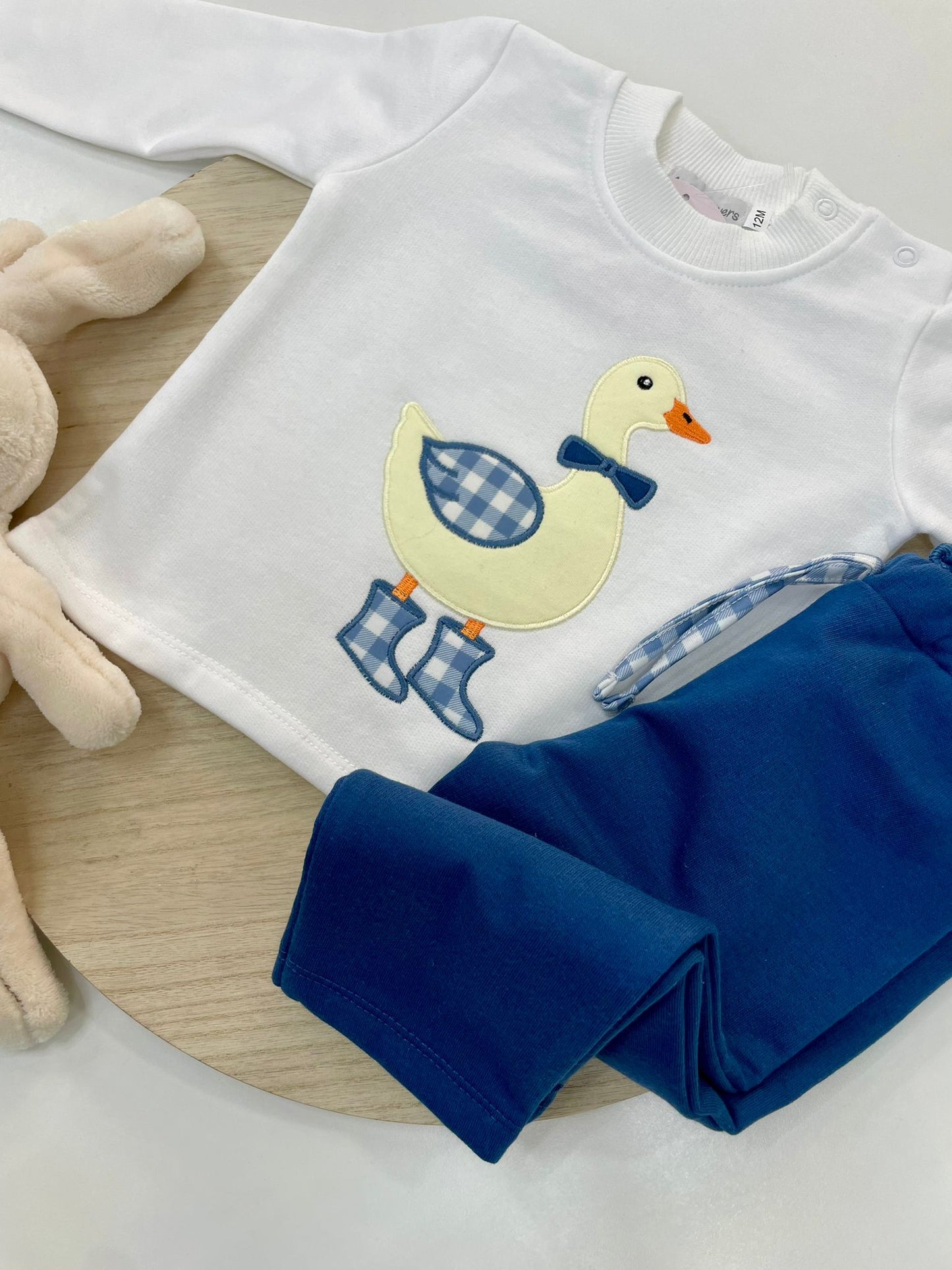 Chándal bebé patito 🐥 sudadera blanco+ pantalón marino | 6-48M