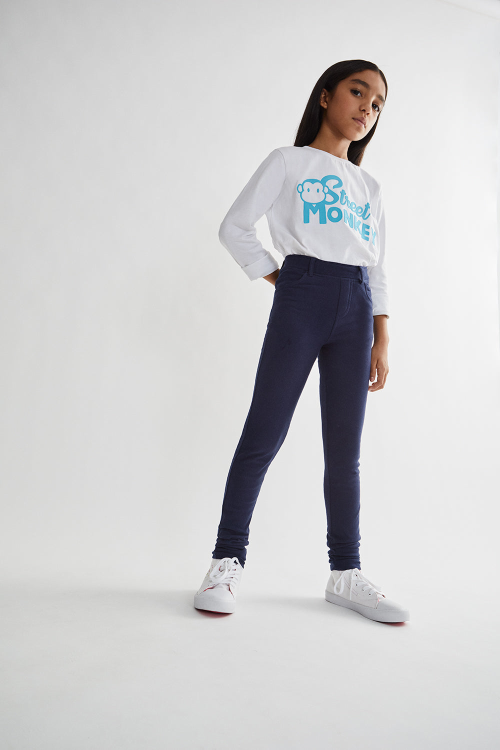 Leggings Perchado Marino para Niña Street Monkey – Tallas 2 a 16 Años | Siju Moda Infantil