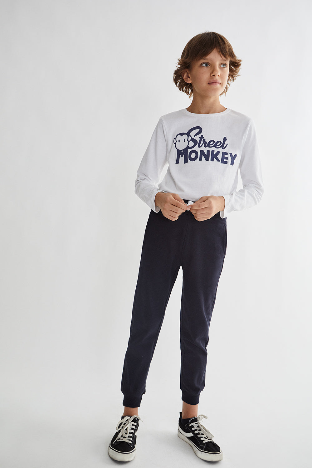 Pantalón Jogger de Algodón Perchado Negro para Niño – Tallas 6 Meses a 16 Años | Siju Moda Infantil