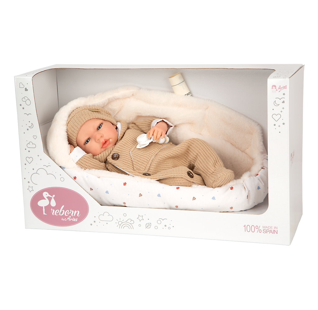 Bebé Reborn Olona Beige con Saco de Dormir – 40 cm (Ref. 98182) 👶🤍