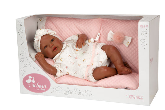 Bebé Reborn Sasha con cojín Arias – 45 cm de ternura y realismo 🌸