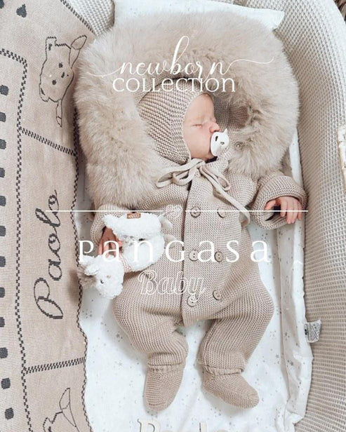 Buzo con pie doble Camel Pangasa Baby 🤎 0-6M | Capucha con pelito desmontable