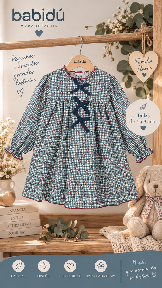 Vestido infantil manga larga Babidú – Familia Lluvia