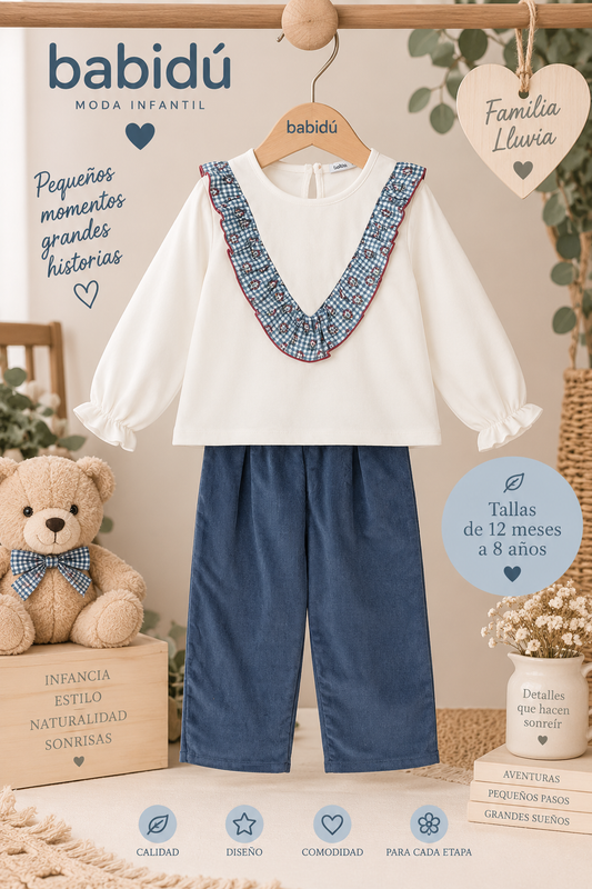 Conjunto Niña Babidú Familia Lluvia – Blusa + Pantalón | 12 Meses a 8 Años