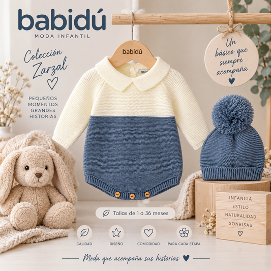 Conjunto Pelele de Punto con Gorro Zarzal para Bebé | Babidú