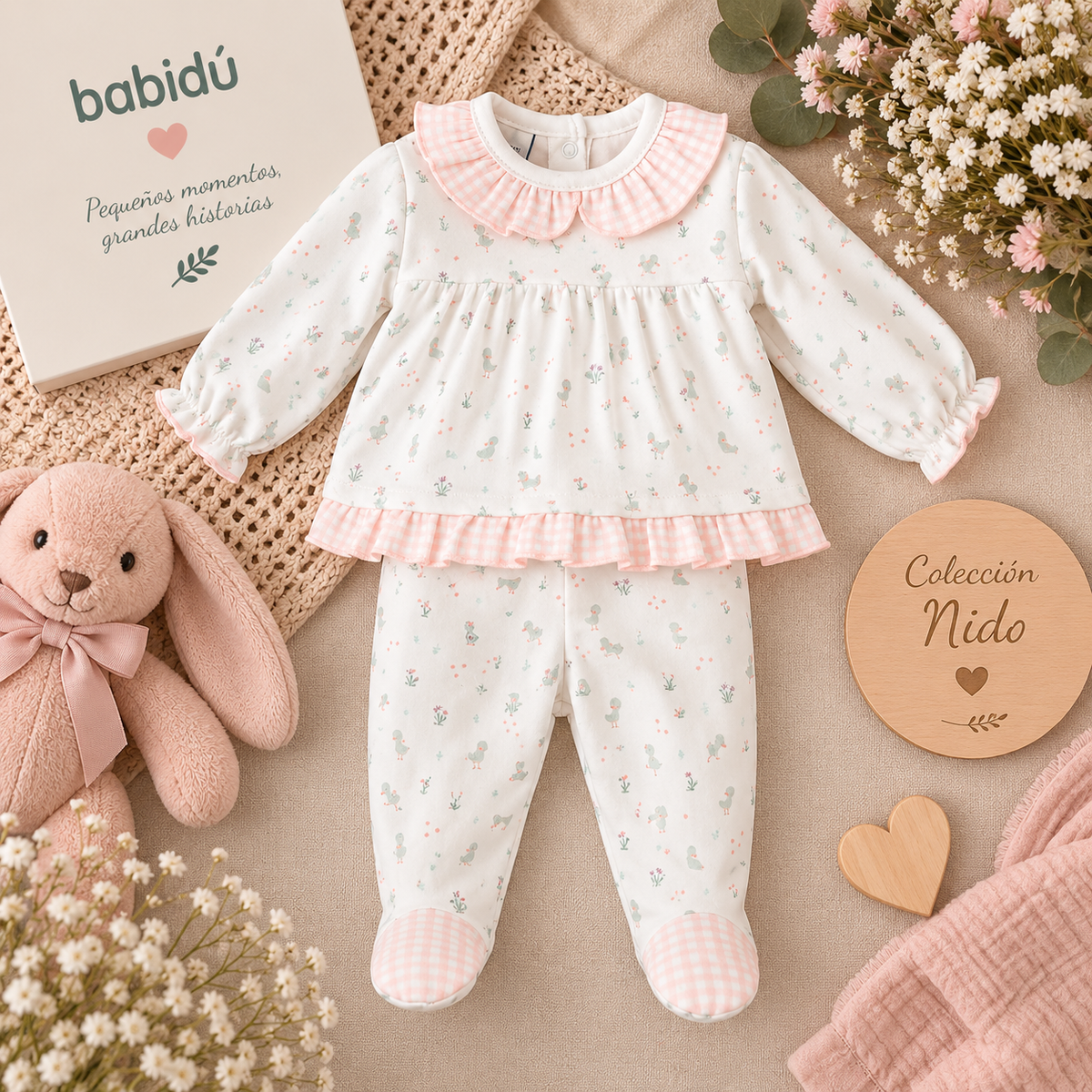 Conjunto bebé niña Nido con polaina y volante
