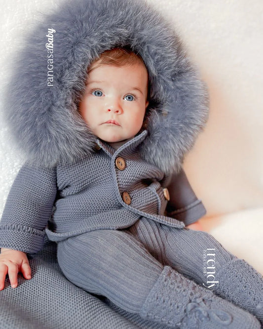 Trenka Luxury Azul Bruma Pangasa Baby 🐚 Abrigo con encanto para tu bebé