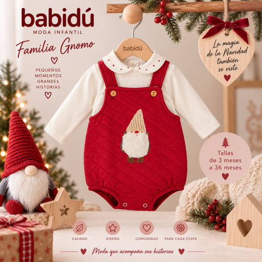 Conjunto Peto Bebé Niño Gnomo Babidú | 3 a 36 Meses