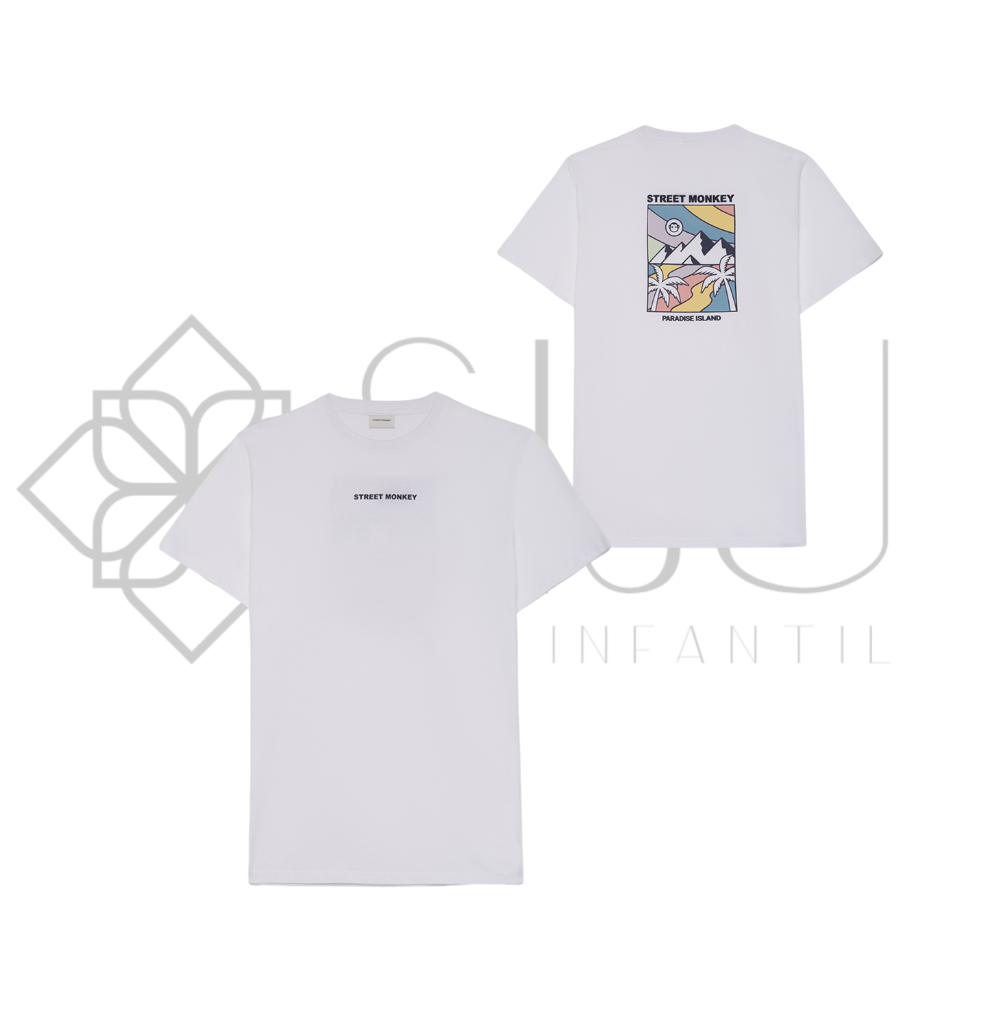 Camiseta blanca niño Street Monkey Paradise Island  2-16 años