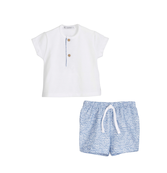 Conjunto bebé y niño Familia Sikar blanco y azul Calamaro