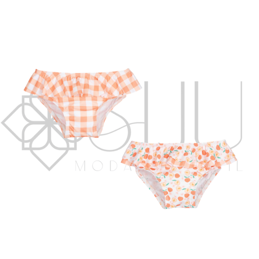 Culetín bebé niña colección Cuadros Naranjas Calamaro – Modelo cuadros y estampado 6 meses - 6 años