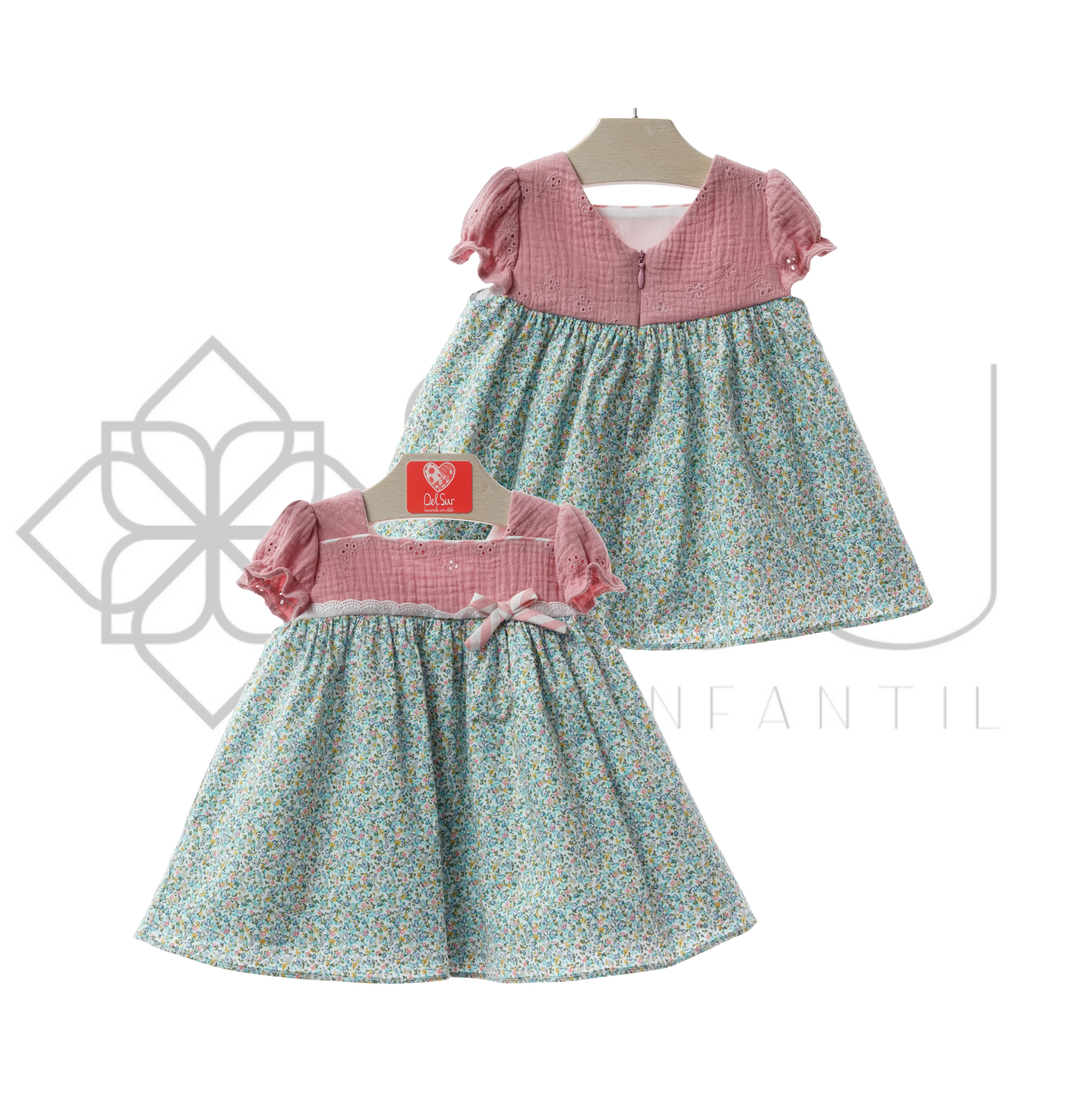 Vestido bebé Verona flores rosa Del Sur 3 -36 meses | Familia Verona