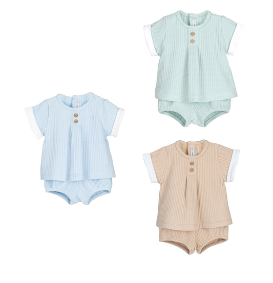 Conjunto Pololo Rodas bebé Calamaro 0-6 meses · Celeste, Mint y Arena