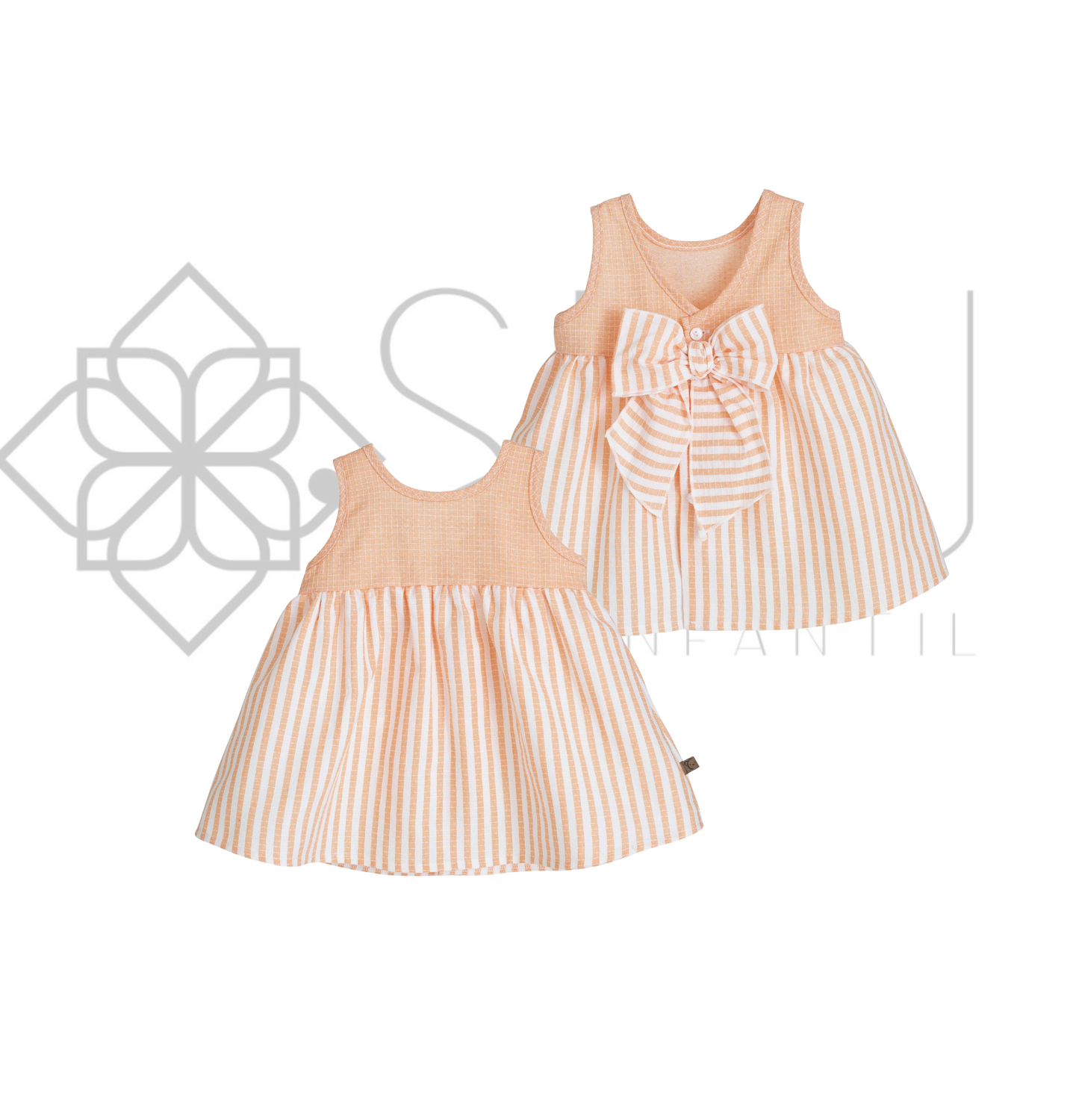 Vestido Delhi bebé y niña rayas naranja
