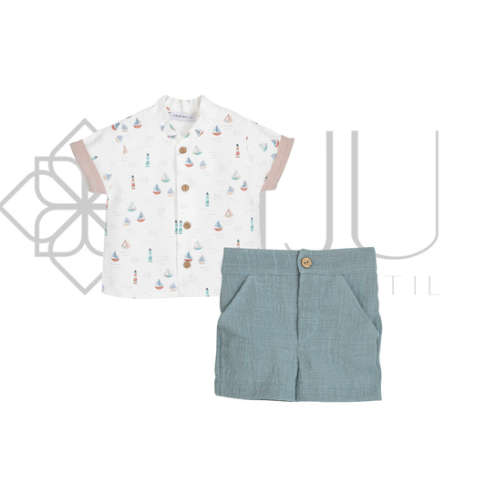 Conjunto Camisa y Pantalón Corto Yanam Bebé y Niño – Calamaro