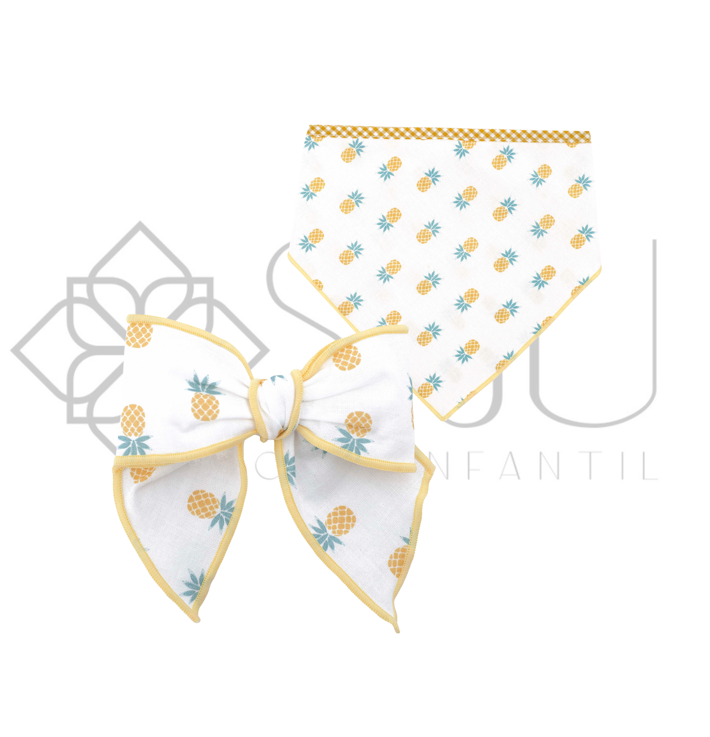 Complementos bebé Colección Gaya Calamaro – lazo y pañoleta