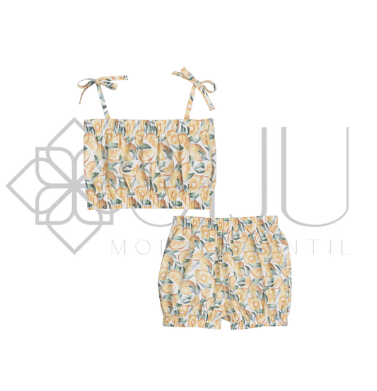 Conjunto niña Indore estampado cítricos 3-10 años