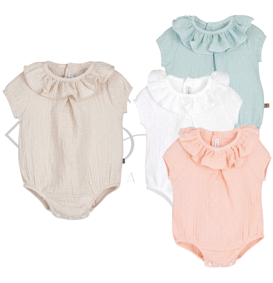 Pelele peto bebé Atari Calamaro | Blanco, arena, coral y mint – 1 a 36 meses