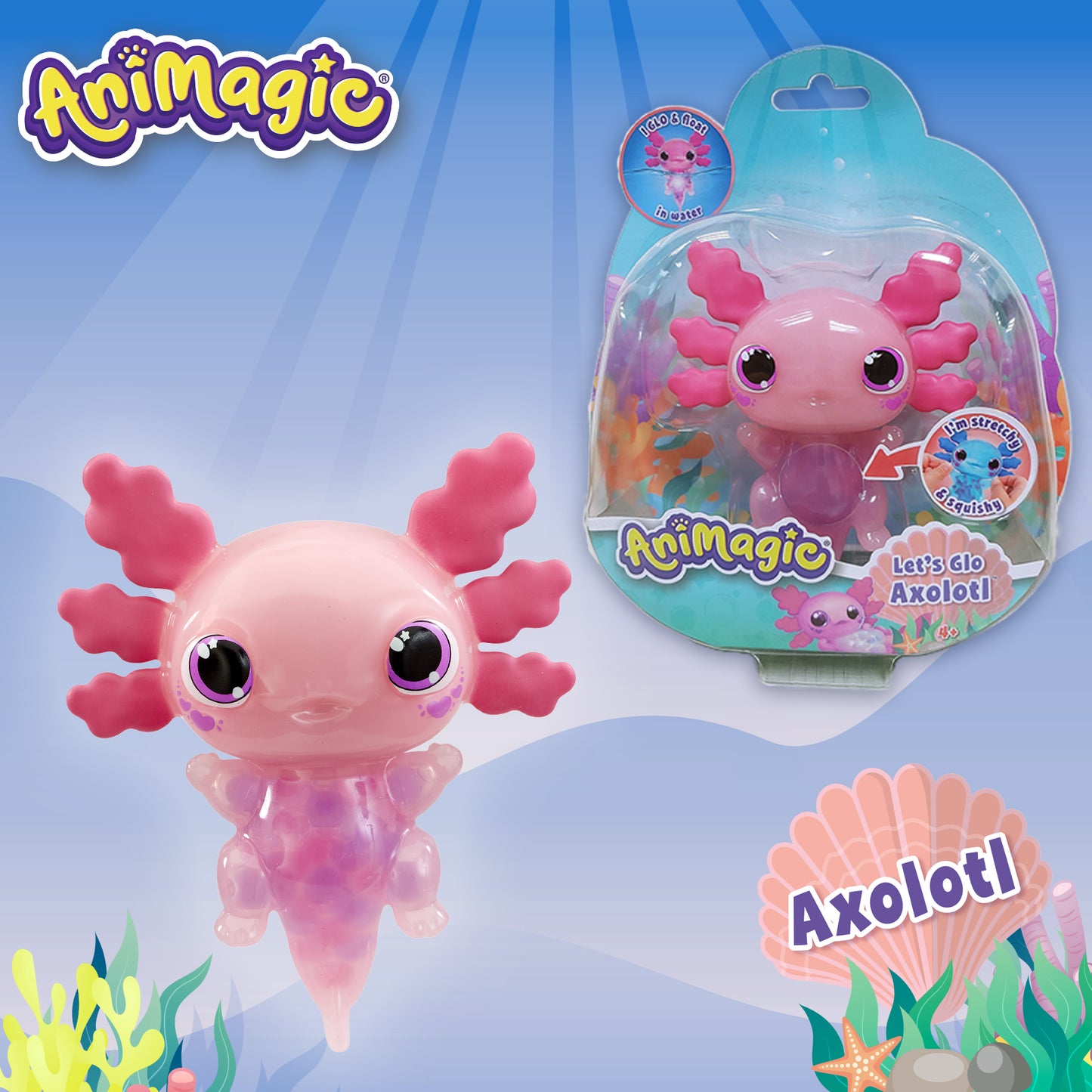 Animagic Let’s Glo Axolotl Assortment juego infantil mascota