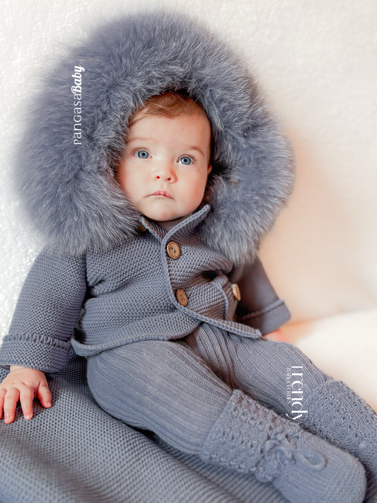 Trenka Luxury Azul Bruma Pangasa Baby 🐚 Abrigo con encanto para tu bebé