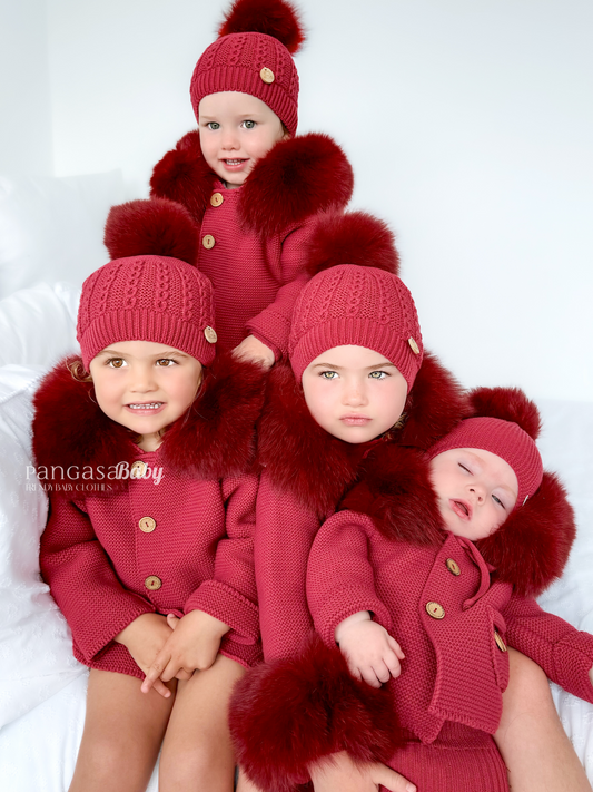 Trenka Luxury Pelo Granate Pangasa Baby 🍷 Abrigo cálido y con estilo para tu peque