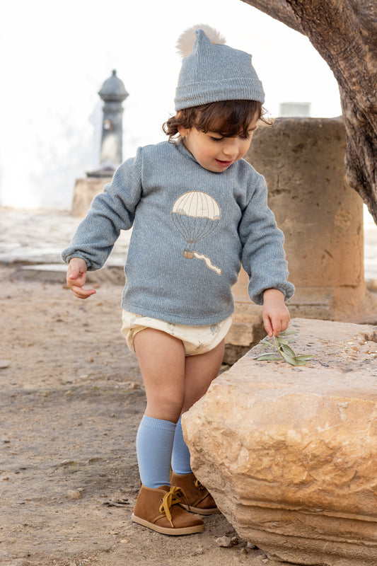 Conjunto Pololo Anemoi Azul Niño Calamaro | Bebé 1-36 Meses Estilo Clásico