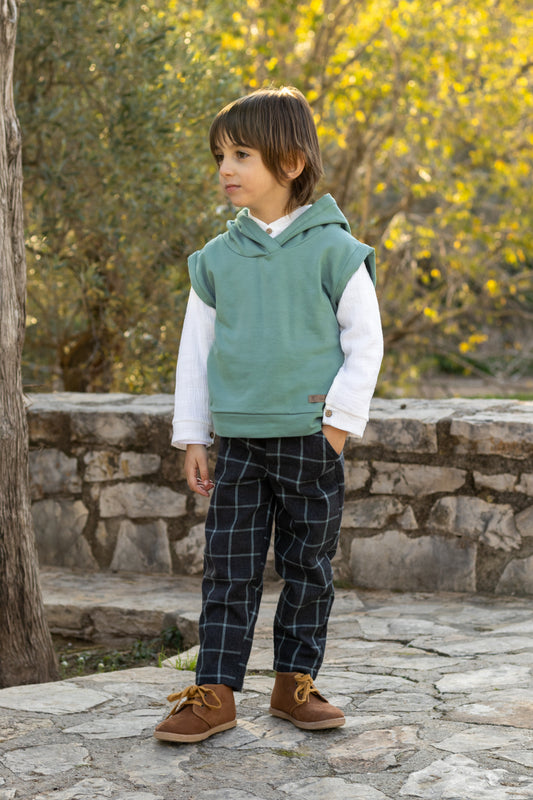Conjunto 3 Piezas Zonda Calamaro niño | Camisa, chaleco con capucha y pantalón | 100% algodón