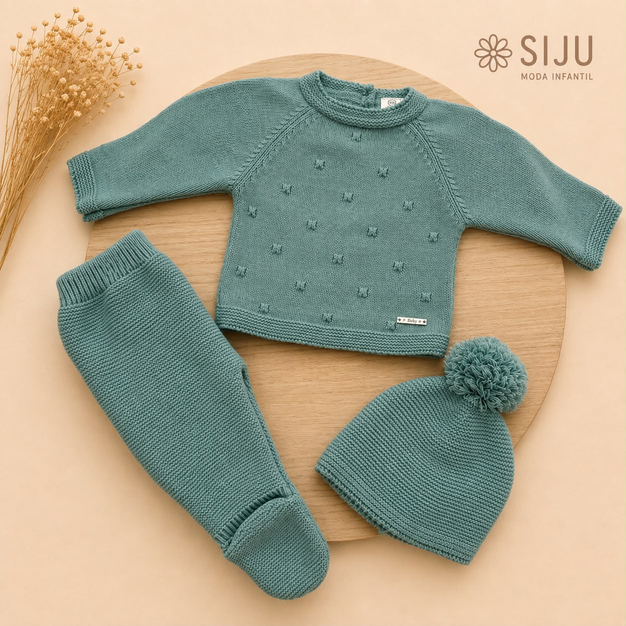 Conjunto de Primera Puesta Verde Mint para Bebé con Gorro y Polaina | Siju Moda Infantil
