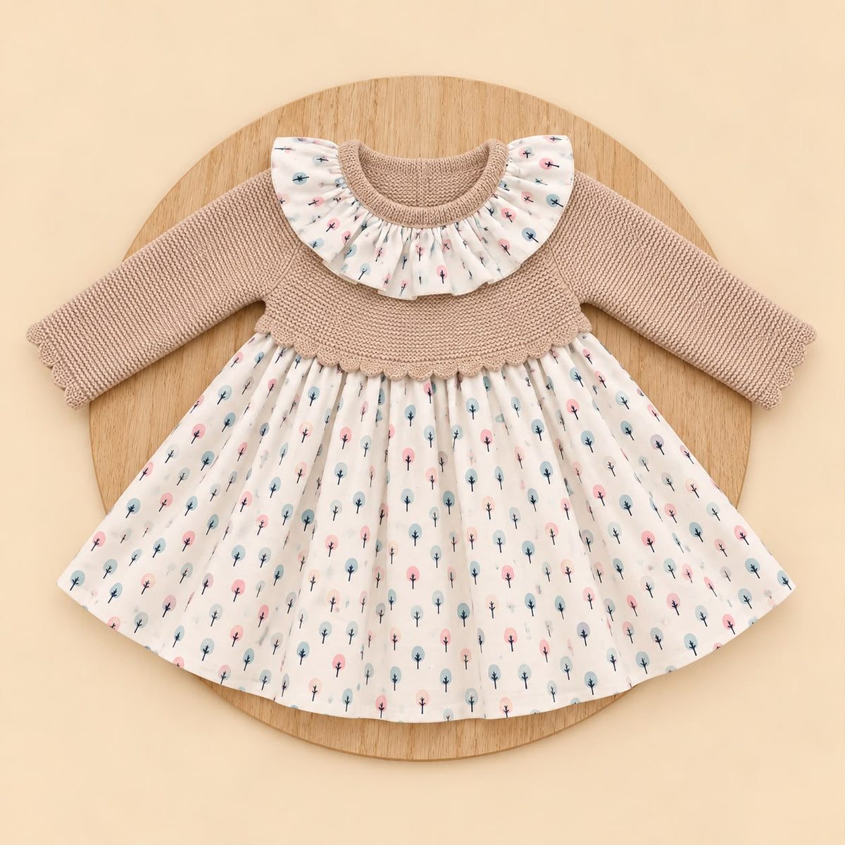 Vestido de Bebé Rosa Empolvado con Punto y Estampado de Erizos | 1 a 24 Meses