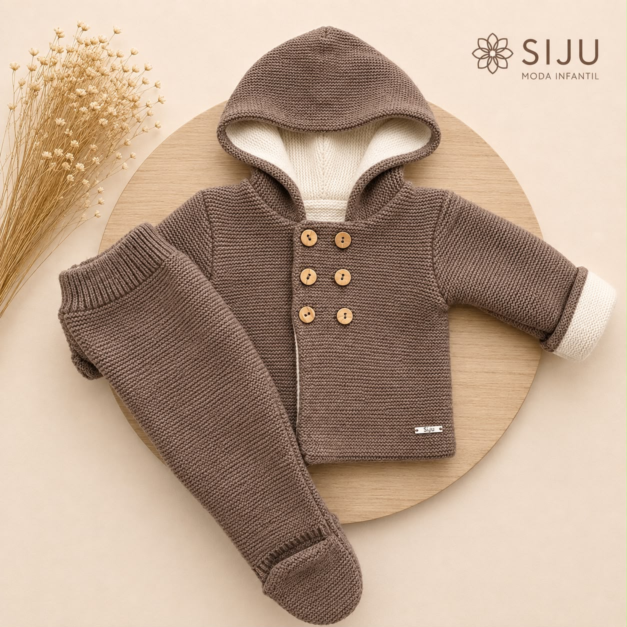 San Francisco de Punto Básico con Capucha Chocolate | Tallas 1 a 12 Meses | Siju Moda Infantil