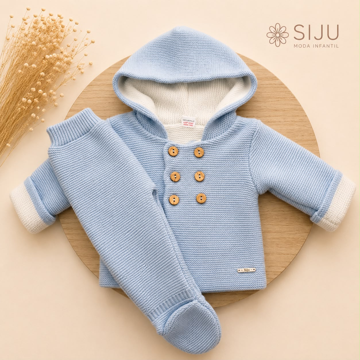 San Francisco de Punto Básico con Capucha Celeste | Tallas 1 a 12 Meses | Siju Moda Infantil