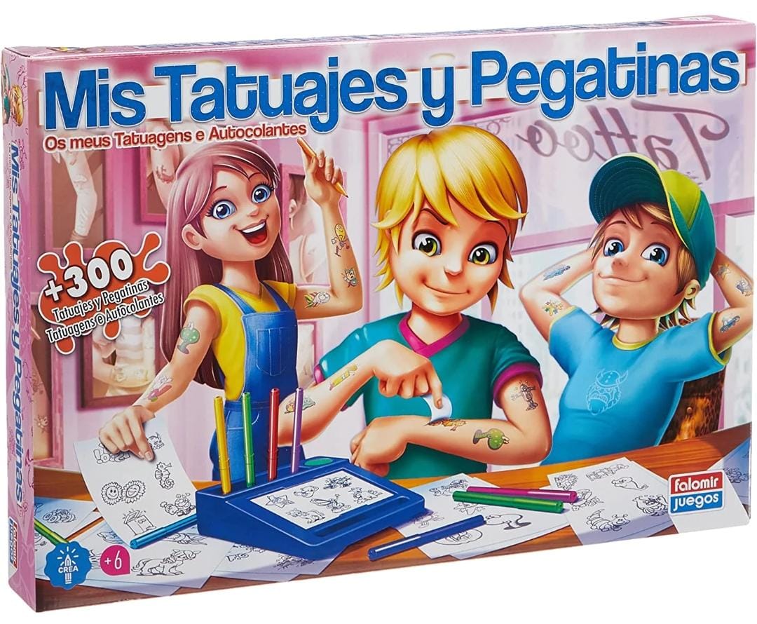 Falomir Tatuajes y Pegatinas-Juego de Mesa (Manualidades), Multicolor (32-2484), Pupitre.