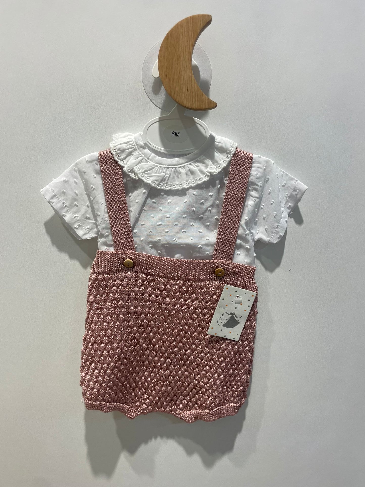 Conjunto hilo rosa empolvado bebe