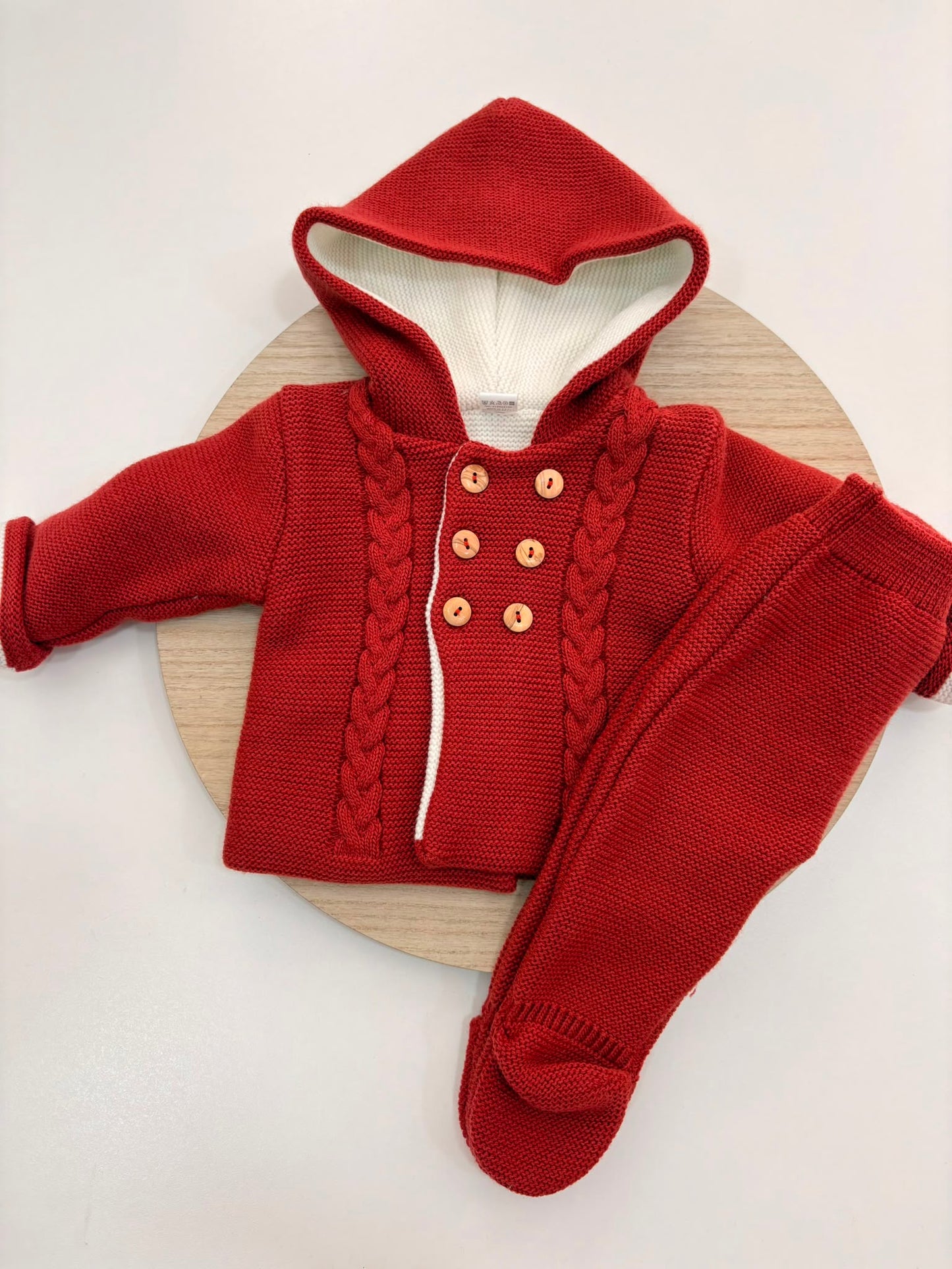 San Francisco de Punto con Capucha y Dibujo de Ochos Cereza | Tallas 1 a 12 Meses | Siju Moda Infantil