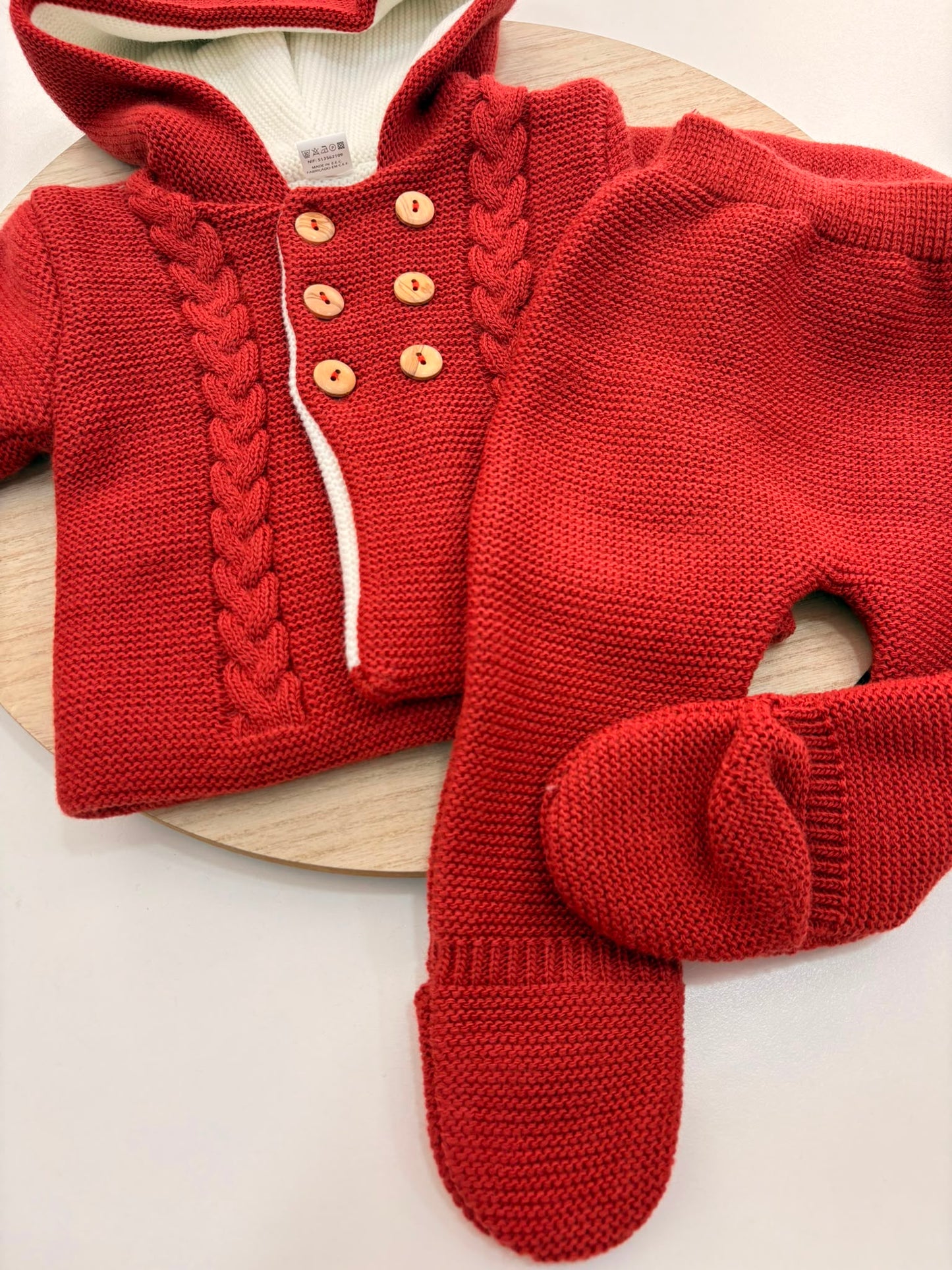 San Francisco de Punto con Capucha y Dibujo de Ochos Cereza | Tallas 1 a 12 Meses | Siju Moda Infantil