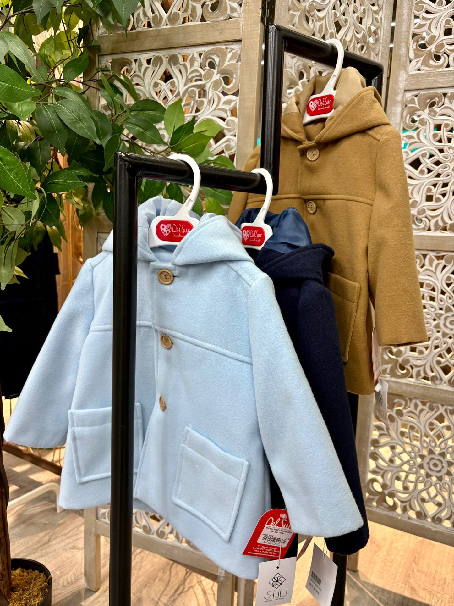 Trenka camel paño con capucha forrada | Del Sur niño 6-48 meses 🧥