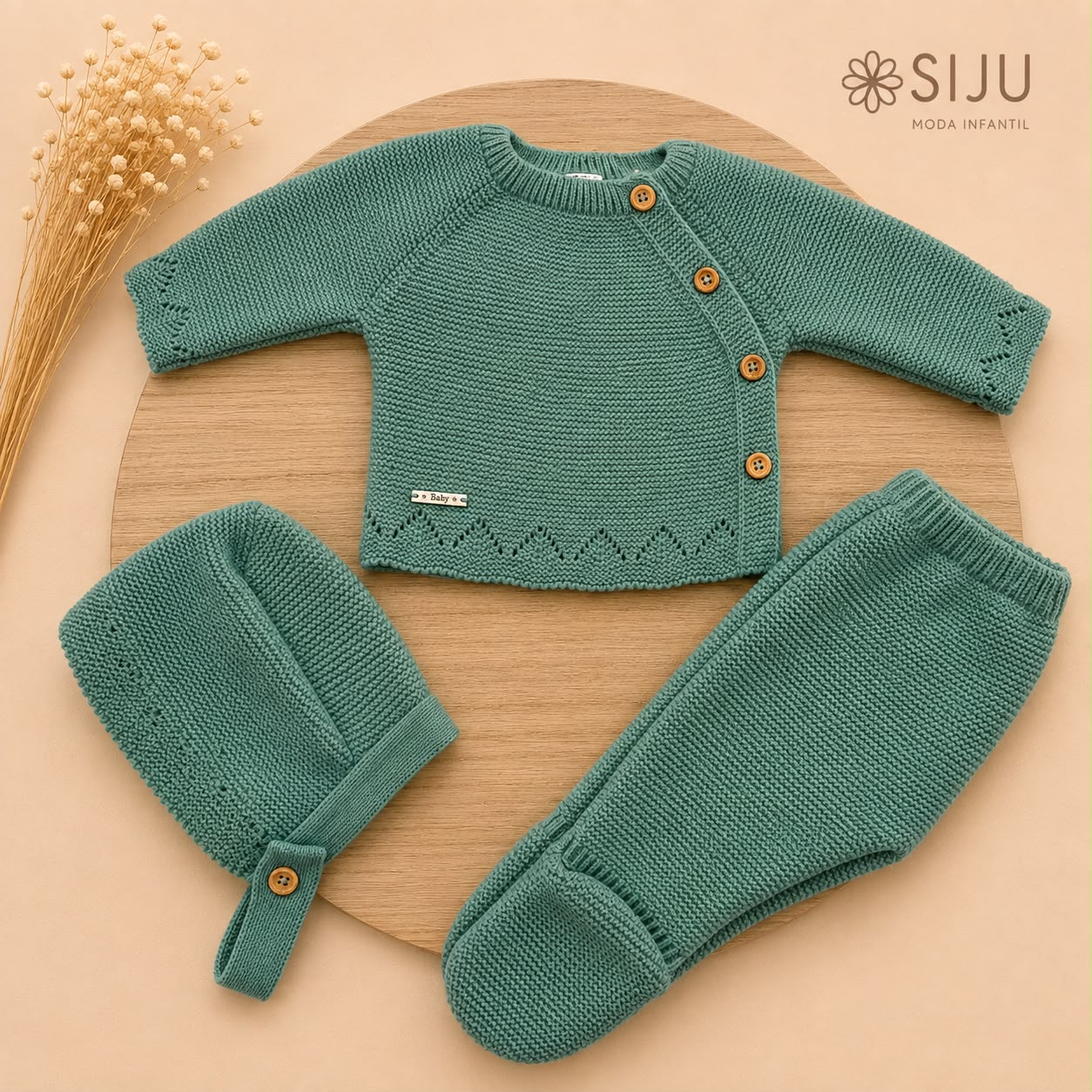 Conjunto de Primera Puesta Mint para Bebé con Capota y Polaina | Siju Moda Infantil