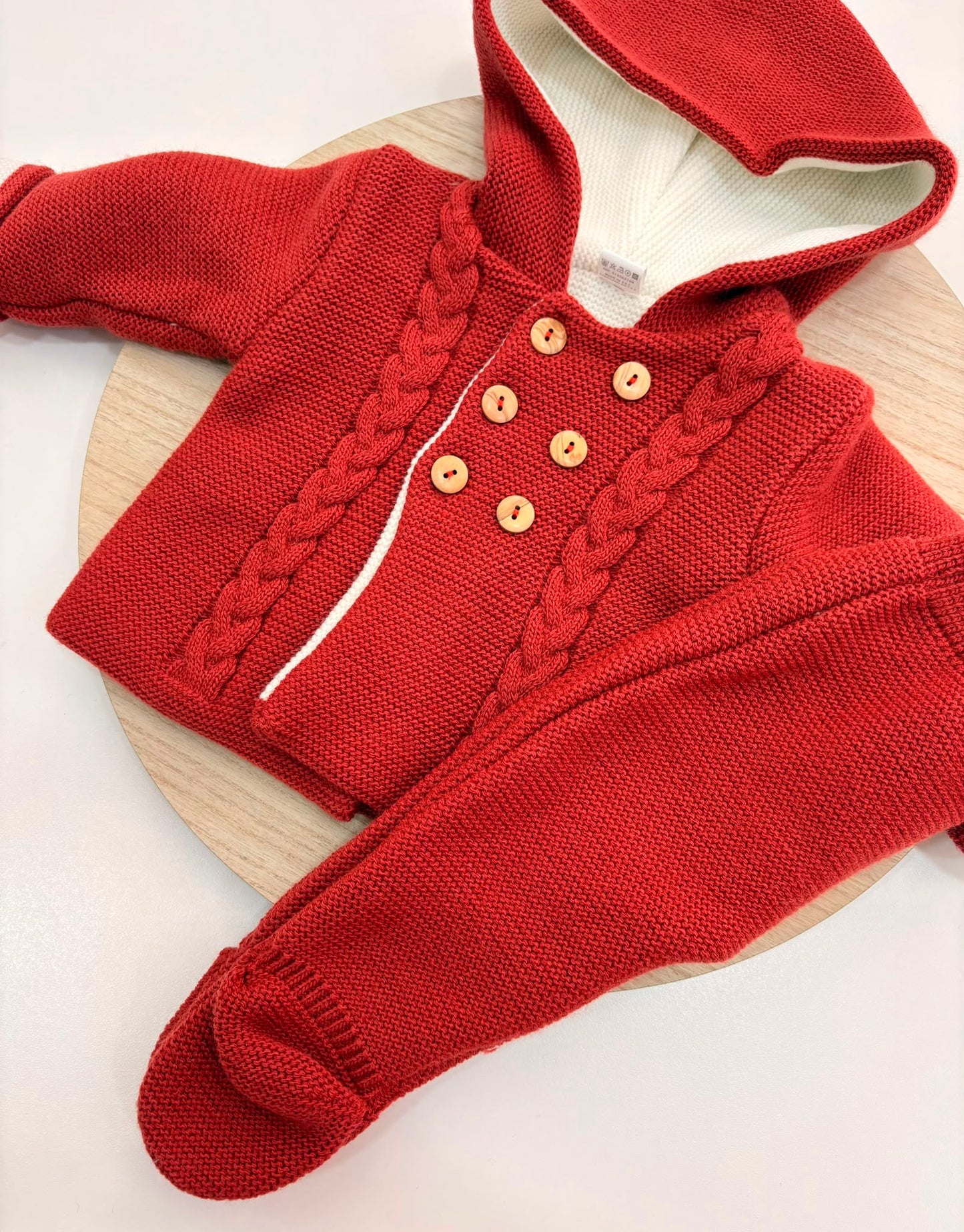 San Francisco de Punto con Capucha y Dibujo de Ochos Cereza | Tallas 1 a 12 Meses | Siju Moda Infantil