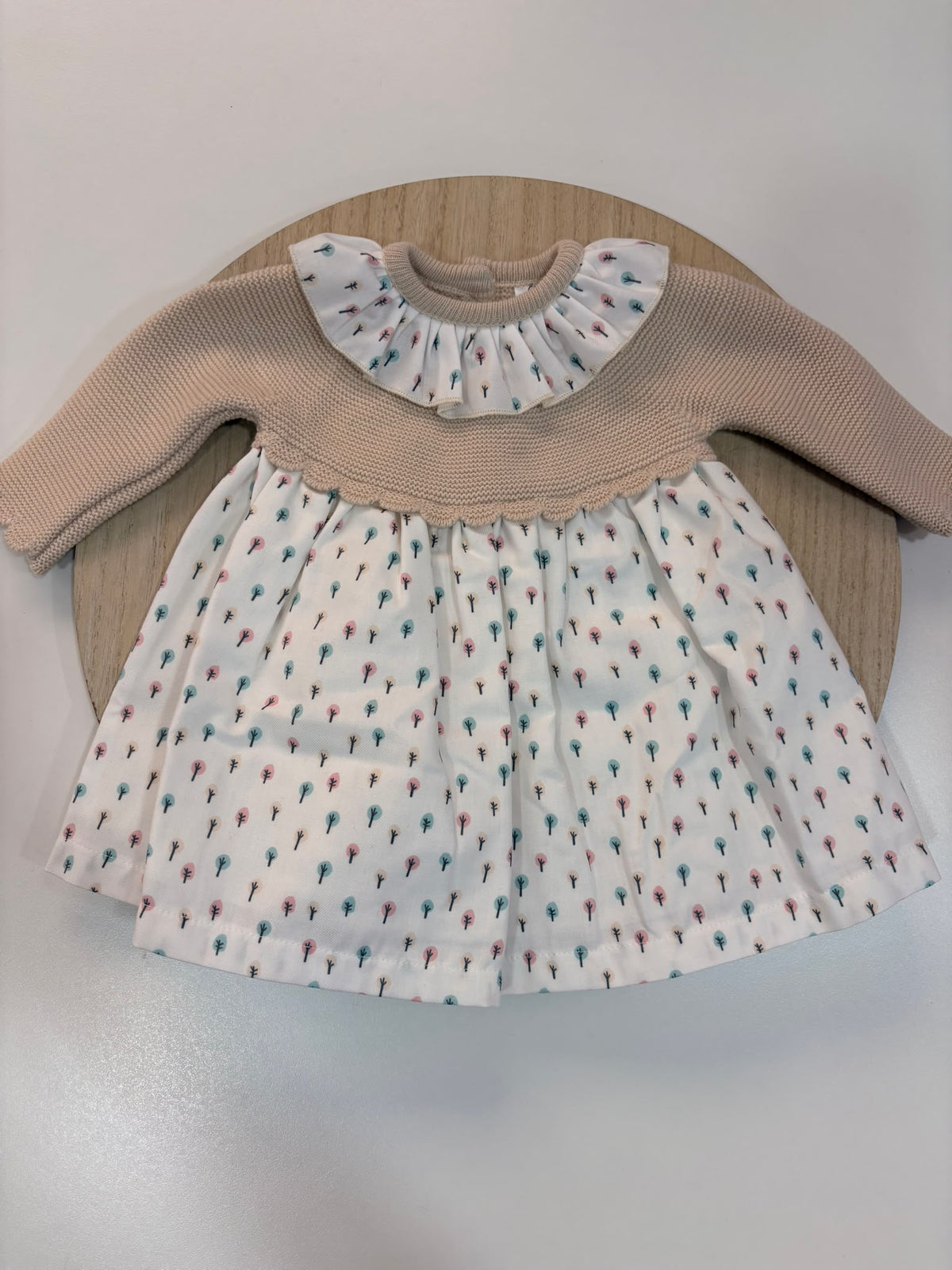 Vestido de Bebé Rosa Empolvado con Punto y Estampado de Erizos | 1 a 24 Meses