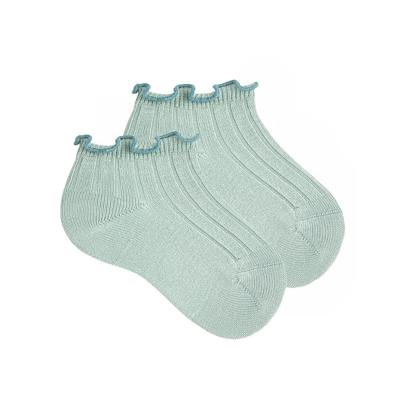 Calcetines tobilleros bebe de canalé con puño en curling contrastado bruma Cóndor