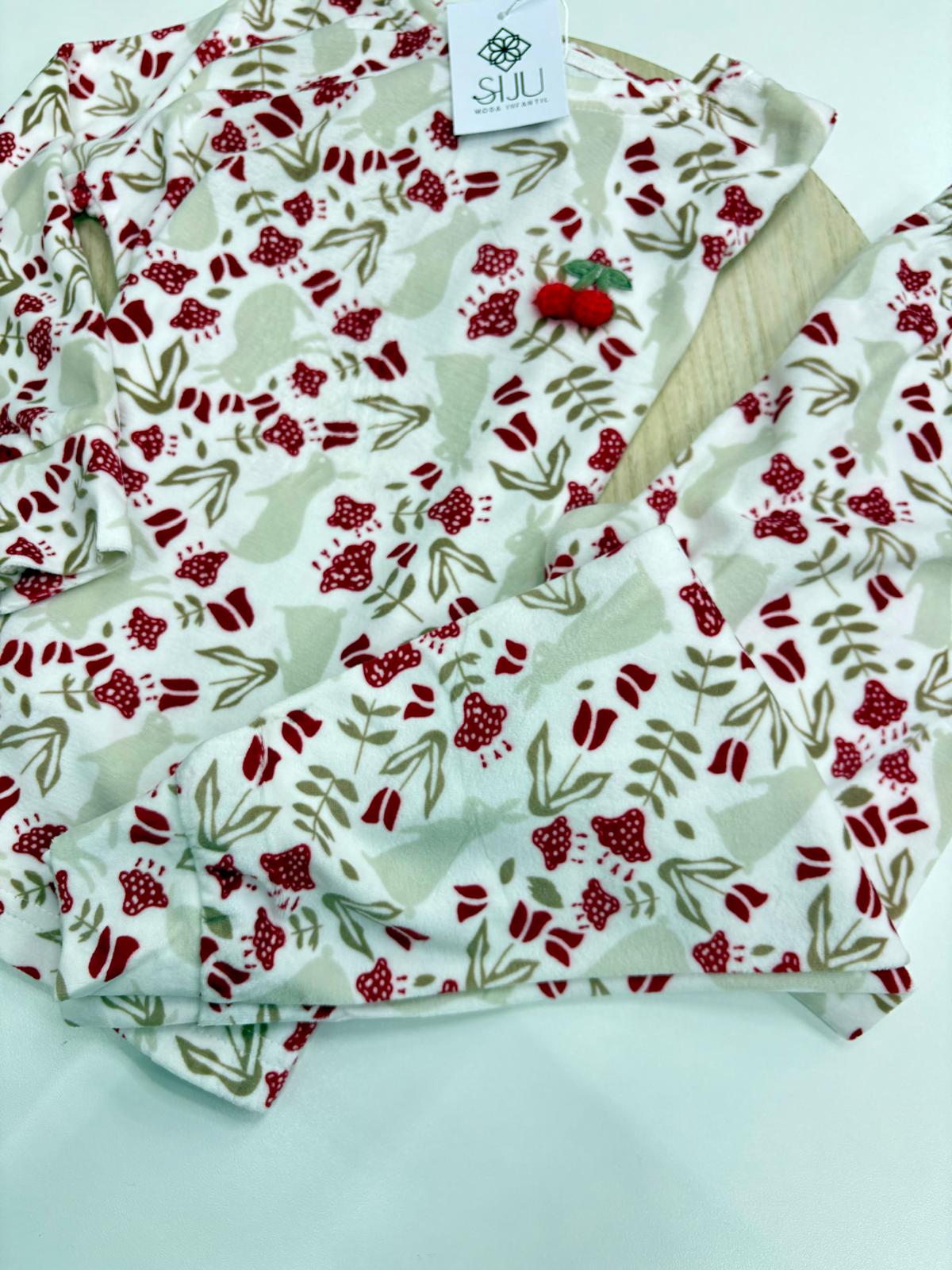 Pijama Navidad Mamá e Hija – Tonos Crudo y Rojo | Tallas 4-14 Años y S-XL