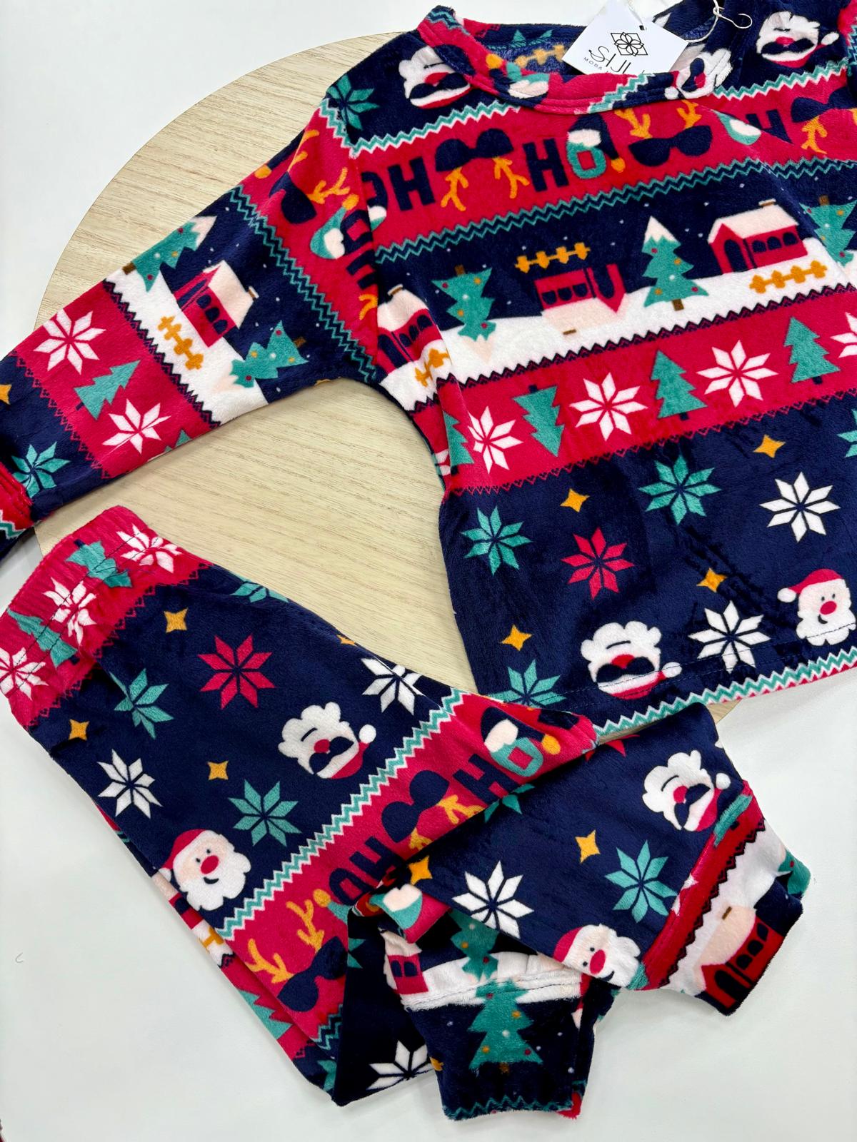 Pijama Navidad Familiar Terciopelo – Infantil y Adulto | Tallas 1-2 a 2XL